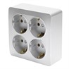 Розетка 4-местная с/з открытой установки, квадрат, STEKKER, 250В, 16А, IP20, серия София, серебро, MST16-14S-03 - фото 75893