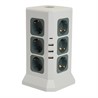 Удлинитель 12-местн с/з, 3x1мм2, 1.5 м,250В,16А, 3520Вт 3USB A + 1C 5V 3,4A, белый, серый серия Comfort HM10-61-01 - фото 76744