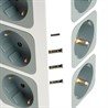Удлинитель 12-местн с/з, 3x1мм2, 1.5 м,250В,16А, 3520Вт 3USB A + 1C 5V 3,4A, белый, серый серия Comfort HM10-61-01 - фото 76747