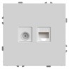 Розетка TV + компьютерная RJ-45 (механизм), STEKKER, серия Эмили, RST00-5106-01, белый фарфор, soft touch - фото 76827