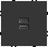 Розетка 2-местная USB + Type C (механизм), STEKKER, 250В, 20W, серия Эмили, RST10-5115-05, черный уголь, soft touch - фото 76836