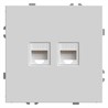 Розетка компьютерная 2-местная RJ-45 (механизм), STEKKER,  серия Эмили, RST00-5111-01, белый фарфор, soft touch - фото 76859