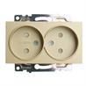 GLS10-7113-08 Розетка 2-местная с защитной шторкой (механизм) б/з, 250В, 10А, серия Катрин, золото - фото 77048