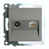 Розетка TV + компьютерная RJ-45 (механизм), серия Катрин, графит, GLS00-7106-06 - фото 77085