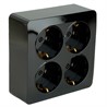 Розетка 4-местная с/з открытой установки, квадрат, STEKKER, 250В, 16А, IP20, серия София, черный, MST16-14S-02 - фото 77922