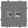 Розетка TV + компьютерная RJ-45 (механизм), STEKKER, серия Эмили, RST00-5106-10, платиново-серый, soft touch - фото 78509
