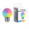 Лампа светодиодная Feron LB-37 Шарик матовый E27 1W 230V RGB плавная сменая цвета - фото 79004