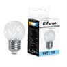 Лампа-строб Feron LB-377 Шарик прозрачный E27 1W 230V 6400K - фото 79098