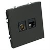 Розетка TV + компьютерная RJ-45 (механизм), STEKKER, RST00-5106-05, серия Эмили, черный уголь, soft touch - фото 80157