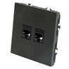 Розетка компьютерная 2-местная RJ-45 (механизм), STEKKER, серия Эмили, RST00-5111-05, черный уголь, soft touch - фото 80658