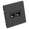 Розетка компьютерная 2-местная RJ-45 (механизм), STEKKER, серия Эмили, RST00-5111-05, черный уголь, soft touch - фото 80659
