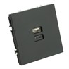 Розетка 2-местная USB + Type C (механизм), STEKKER, 250В, 20W, серия Эмили, RST10-5115-05, черный уголь, soft touch - фото 80668