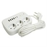 Удлинитель 3-местный c/з 3x1 мм2, 3 м, 250В, 10А, 4USB+2Type-C 2,4А, серия Home, белый STEKKER HM09-36-02 - фото 81798