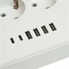 Удлинитель 3-местный c/з 3x1 мм2, 3 м, 250В, 10А, 4USB+2Type-C 2,4А, серия Home, белый STEKKER HM09-36-02 - фото 81800