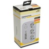Удлинитель 3-местный c/з 3x1 мм2, 3 м, 250В, 10А, 4USB+2Type-C 2,4А, серия Home, белый STEKKER HM09-36-02 - фото 81806