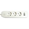 Удлинитель 3-местный c/з 3x1 мм2, 3 м, 250В, 10А, 2USB+1Type-C 2,4А, серия Home, белый STEKKER HM08-33-02 - фото 81813