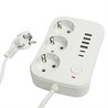 Удлинитель 3-местный c/з 3x1 мм2, 1,8 м, 250В, 10А, 4USB+2Type-C 2,4А, серия Home, белый STEKKER HM09-36-02 - фото 81817