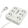 Удлинитель 6-местный c/з 3x1 мм2, 1,8 м, 250В, 10А, 4USB+2Type-C 2,4А, серия Home, белый STEKKER HM09-66-02 - фото 81827