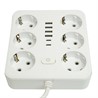 Удлинитель 6-местный c/з 3x1 мм2, 1,8 м, 250В, 10А, 4USB+2Type-C 2,4А, серия Home, белый STEKKER HM09-66-02 - фото 81828