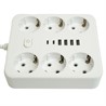 Удлинитель 6-местный c/з 3x1 мм2, 1,8 м, 250В, 10А, 4USB+2Type-C 2,4А, серия Home, белый STEKKER HM09-66-02 - фото 81829
