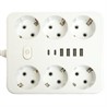 Удлинитель 6-местный c/з 3x1 мм2, 1,8 м, 250В, 10А, 4USB+2Type-C 2,4А, серия Home, белый STEKKER HM09-66-02 - фото 81831