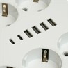 Удлинитель 6-местный c/з 3x1 мм2, 1,8 м, 250В, 10А, 4USB+2Type-C 2,4А, серия Home, белый STEKKER HM09-66-02 - фото 81834