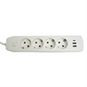 Удлинитель 4-местный c/з 3x1 мм2, 3 м, 250В, 10А, 2USB+1Type-C 2,4А, серия Home, белый STEKKER HM08-43-02 - фото 81860
