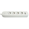 Удлинитель 4-местный c/з 3x1 мм2, 3 м, 250В, 10А, 2USB+1Type-C 2,4А, серия Home, белый STEKKER HM08-43-02 - фото 81862