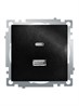 Розетка 2-местная USB + type C (механизм), STEKKER GLS10-7116-05, 250B, 3А, серия Катрин, черный - фото 85579