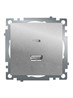 Розетка 2-местная USB + type C (механизм)), STEKKER GLS10-7116-03 , 250B, 3А, max 20W, серия Катрин, серебро - фото 85580