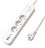 Сетевой фильтр 3-местный с/з STEKKER 3x1мм2, 5 м, 250В, 16А, 2 USB-A+2 Type-C 3, серия Nova, белый - фото 85984