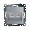 Розетка компьютерная 2-местная RJ-45 (механизм) STEKKER GLS00-7109-03 , серия Катрин, серебро - фото 90026