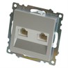 Розетка компьютерная 2-местная RJ-45 (механизм) STEKKER GLS00-7109-03 , серия Катрин, серебро - фото 90028