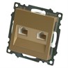Розетка компьютерная 2-местная RJ-45 (механизм) STEKKER GLS00-7109-08, серия Катрин, золото - фото 90050