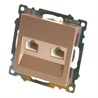 Розетка компьютерная 2-местная RJ-45 (механизм) STEKKER GLS00-7109-02, серия Катрин, шампань - фото 91539