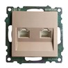 Розетка компьютерная 2-местная RJ-45 (механизм) STEKKER GLS00-7109-02, серия Катрин, шампань - фото 91541