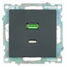Розетка 2-местная USB + type C (механизм), STEKKER GLS10-7116-05, 250B, 3А, серия Катрин, черный - фото 91548
