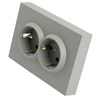 Розетка 2-местная с защитной шторкой, STEKKER, с/з, 250В, 16А, серия Эмили, RST16-5114-10, платиново-серый, soft touch - фото 91775