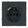Розетка 1-местная з/ш с/з 16А + USB + Type C (механизм), Stekker, 250В, 20W, серия Эмили, черный уголь, soft-touch, RST16-5119-05 - фото 91982