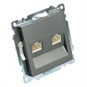 Розетка компьютерная 2-местная RJ-45 (механизм) STEKKER GLS00-7109-06 , серия Катрин, графит - фото 92519
