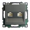Розетка компьютерная 2-местная RJ-45 (механизм) STEKKER GLS00-7109-06 , серия Катрин, графит - фото 92523