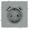 Розетка 1-местная з/ш с/з 16А + USB + Type C (механизм), Stekker, 250В, 20W, серия Эмили, платиново-серый, soft-touch, RST16-5119-10 - фото 96117