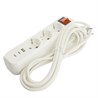 Удлинитель 3-местный с/з с выключ. STEKKER HM071-31-02 3x1мм2, 2м, 250В, 16А, 1USB+2C, 2.4A, сер Home, белый - фото 96844