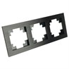 Рамка 3-местная, металл, STEKKER MFR00-7003-05, серия Катрин, черный - фото 98875