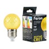 Лампа светодиодная Feron LB-385 Шарик желтый прозрачный E27 1W 230V - фото 99636