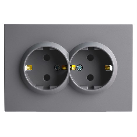 Розетка 2-местная с з/ш, с/з, СЗК, STEKKER, 250В, 16А, серия Эмили, RST16-5114-05ZK, черный уголь, soft touch - фото 103608