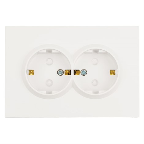 Розетка 2-местная с з/ш, с/з, СЗК, STEKKER, 250В, 16А, серия Эмили, RST16-5114-01ZK, белый фарфор, soft touch - фото 103610