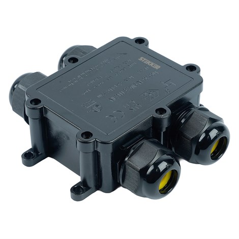 Распределительная коробка STEKKER LD552, количество вводов: 4, поликарбонат, нейлон, цвет черный, размер 114,4*106,7*35,3мм. - фото 103670