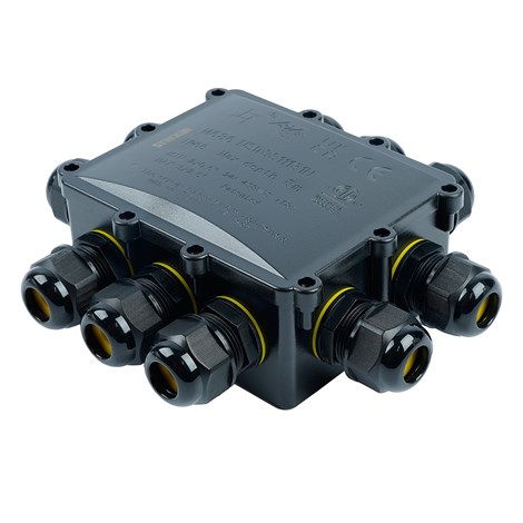 Распределительная коробка STEKKER LD554, количество вводов: 10, поликарбонат, нейлон, цвет черный, размер 183.1*163,1*59,4мм. - фото 103679