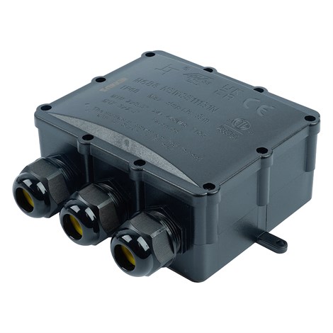 Распределительная коробка STEKKER LD553, количество вводов: 4, поликарбонат, нейлон, цвет черный, размер 163,1*151,6*59,4мм. - фото 103688